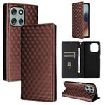 For Motorola Moto G56 / G66j / G66y 5G Cubic Grid Texture Flip Leather Phone Case(Brown)