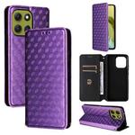 For Motorola Moto G86 5G Cubic Grid Texture Flip Leather Phone Case(Purple)