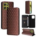 For Motorola Moto G86 5G Cubic Grid Texture Flip Leather Phone Case(Brown)
