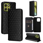 For Motorola Moto G86 Power 5G Cubic Grid Texture Flip Leather Phone Case(Black)