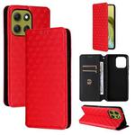 For Motorola Moto G86 Power 5G Cubic Grid Texture Flip Leather Phone Case(Red)