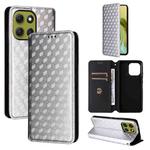 For Motorola Moto G86 Power 5G Cubic Grid Texture Flip Leather Phone Case(Silver)