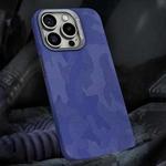 For iPhone 14 Pro Camouflage Leather Metal Frame MagSafe PC Phone Case(Purple)