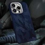 For iPhone 13 Pro Max Camouflage Leather Metal Frame MagSafe PC Phone Case(Blue)