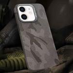 For iPhone 12 / 12 Pro Camouflage Leather Metal Frame MagSafe PC Phone Case(Titanium Grey)