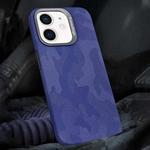 For iPhone 12 / 12 Pro Camouflage Leather Metal Frame MagSafe PC Phone Case(Purple)