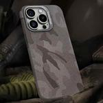 For iPhone 12 Pro Max Camouflage Leather Metal Frame MagSafe PC Phone Case(Titanium Grey)