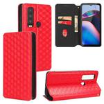 For Motorola Defy 2 Cubic Grid Texture Flip Leather Phone Case(Red)