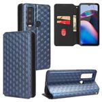 For Motorola Defy 2 Cubic Grid Texture Flip Leather Phone Case(Blue)