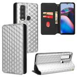For Motorola Defy 2 Cubic Grid Texture Flip Leather Phone Case(Silver)