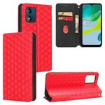 For Motorola Moto E13 Cubic Grid Texture Flip Leather Phone Case(Red)
