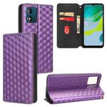For Motorola Moto E13 Cubic Grid Texture Flip Leather Phone Case(Purple)
