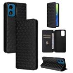 For Motorola Moto E14 / G04 / G04S / G24 Cubic Grid Texture Flip Leather Phone Case(Black)