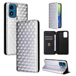For Motorola Moto E14 / G04 / G04S / G24 Cubic Grid Texture Flip Leather Phone Case(Silver)