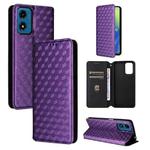 For Motorola Moto E14 / G04 / G04S / G24 Cubic Grid Texture Flip Leather Phone Case(Purple)