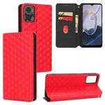 For Motorola Moto E22 4G / E22i 4G Cubic Grid Texture Flip Leather Phone Case(Red)