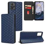 For Motorola Moto E22 4G / E22i 4G Cubic Grid Texture Flip Leather Phone Case(Blue)