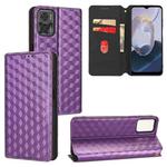 For Motorola Moto E22 4G / E22i 4G Cubic Grid Texture Flip Leather Phone Case(Purple)