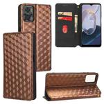 For Motorola Moto E22 4G / E22i 4G Cubic Grid Texture Flip Leather Phone Case(Brown)