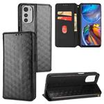 For Motorola Moto E32 4G / E32s Cubic Grid Texture Flip Leather Phone Case(Black)