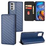 For Motorola Moto E32 4G / E32s Cubic Grid Texture Flip Leather Phone Case(Blue)