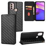 For Motorola Moto E40 / E30 / E20 Cubic Grid Texture Flip Leather Phone Case(Black)