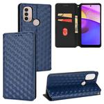For Motorola Moto E40 / E30 / E20 Cubic Grid Texture Flip Leather Phone Case(Blue)