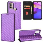 For Motorola Moto E40 / E30 / E20 Cubic Grid Texture Flip Leather Phone Case(Purple)