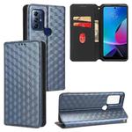 For Motorola Moto G Play 2023 Cubic Grid Texture Flip Leather Phone Case(Blue)