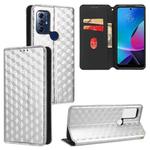 For Motorola Moto G Play 2023 Cubic Grid Texture Flip Leather Phone Case(Silver)