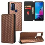 For Motorola Moto G Play 2023 Cubic Grid Texture Flip Leather Phone Case(Brown)