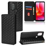 For Motorola Moto G Power 2022 Cubic Grid Texture Flip Leather Phone Case(Black)