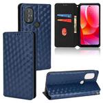For Motorola Moto G Power 2022 Cubic Grid Texture Flip Leather Phone Case(Blue)