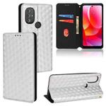 For Motorola Moto G Power 2022 Cubic Grid Texture Flip Leather Phone Case(Silver)