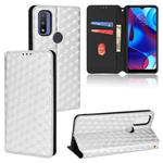 For Motorola Moto G Pure Cubic Grid Texture Flip Leather Phone Case(Silver)