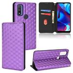 For Motorola Moto G Pure Cubic Grid Texture Flip Leather Phone Case(Purple)