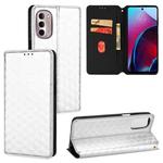 For Motorola Moto G Stylus 4G 2022 Cubic Grid Texture Flip Leather Phone Case(Silver)