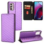 For Motorola Moto G Stylus 4G 2022 Cubic Grid Texture Flip Leather Phone Case(Purple)