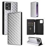 For Motorola Moto G Stylus 4G 2023 Cubic Grid Texture Flip Leather Phone Case(Silver)