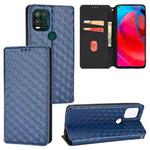 For Motorola Moto G Stylus 5G 2021 Cubic Grid Texture Flip Leather Phone Case(Blue)