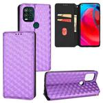 For Motorola Moto G Stylus 5G 2021 Cubic Grid Texture Flip Leather Phone Case(Purple)