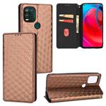 For Motorola Moto G Stylus 5G 2021 Cubic Grid Texture Flip Leather Phone Case(Brown)