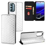 For Motorola Moto G Stylus 5G 2022 Cubic Grid Texture Flip Leather Phone Case(Silver)