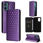 For Motorola Moto G05 4G / E15 4G Cubic Grid Texture Flip Leather Phone Case(Purple)