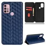 For Motorola Moto G10 / G10 Power Cubic Grid Texture Flip Leather Phone Case(Blue)
