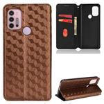 For Motorola Moto G10 / G10 Power Cubic Grid Texture Flip Leather Phone Case(Brown)