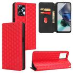 For Motorola Moto G13 / G23 Cubic Grid Texture Flip Leather Phone Case(Red)