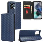 For Motorola Moto G13 / G23 Cubic Grid Texture Flip Leather Phone Case(Blue)