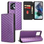 For Motorola Moto G13 / G23 Cubic Grid Texture Flip Leather Phone Case(Purple)