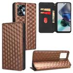For Motorola Moto G13 / G23 Cubic Grid Texture Flip Leather Phone Case(Brown)